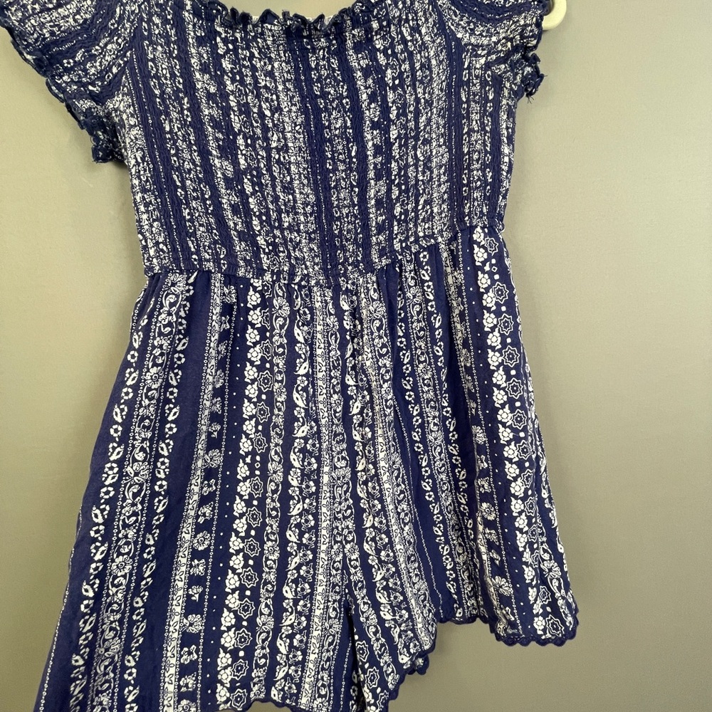 Target Art Class Blue and White Patterned Romper